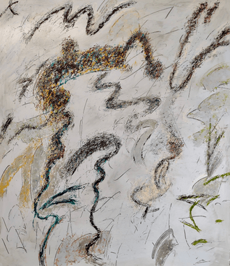 Abstract painting by Soteris Sam Roussi titled "Air to Breathe."
