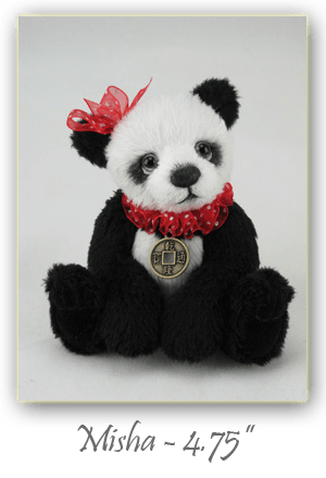 Misha-miniature 4¾ inch hand crafted panda artist bear