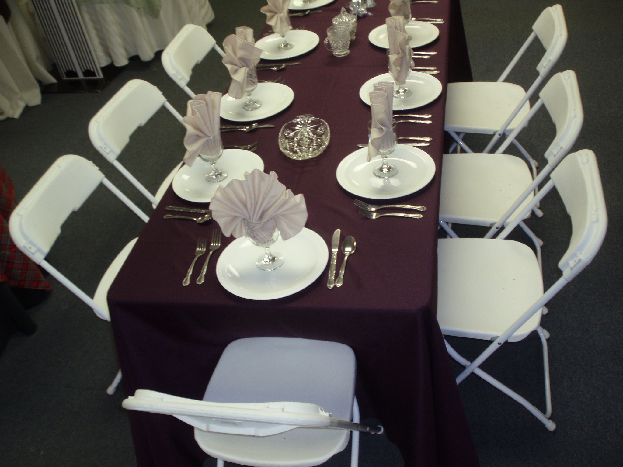 Long Table with Purple Linen