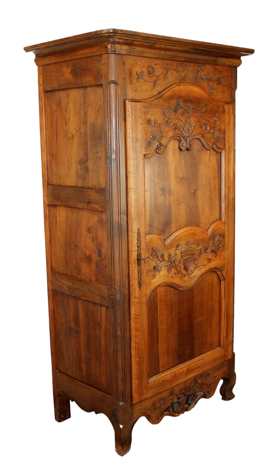 French carved walnut bonnetiere cabinet