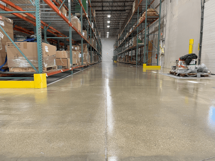 clear epoxy installed for warehouse aisles