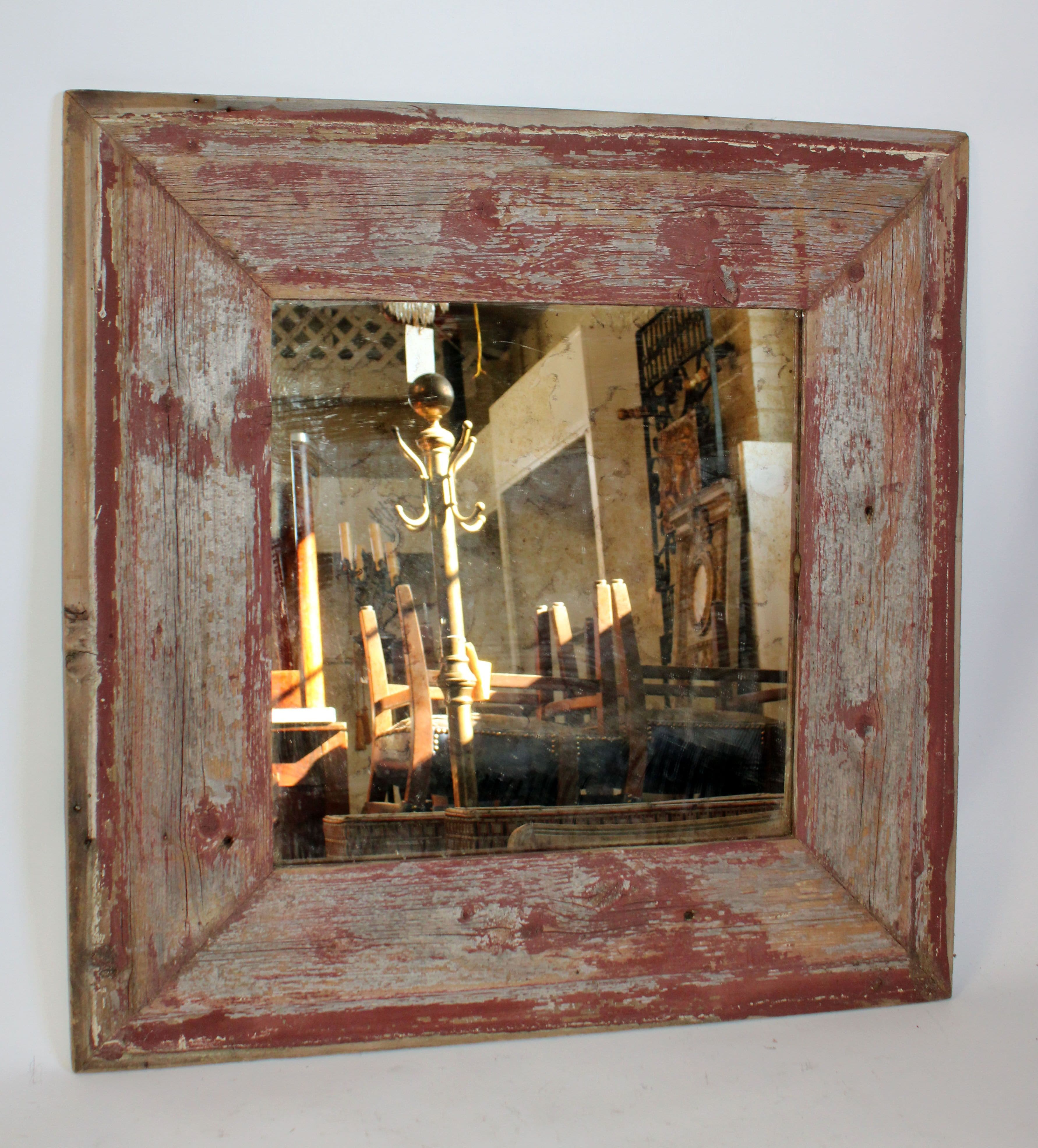 French rustic painted mirror