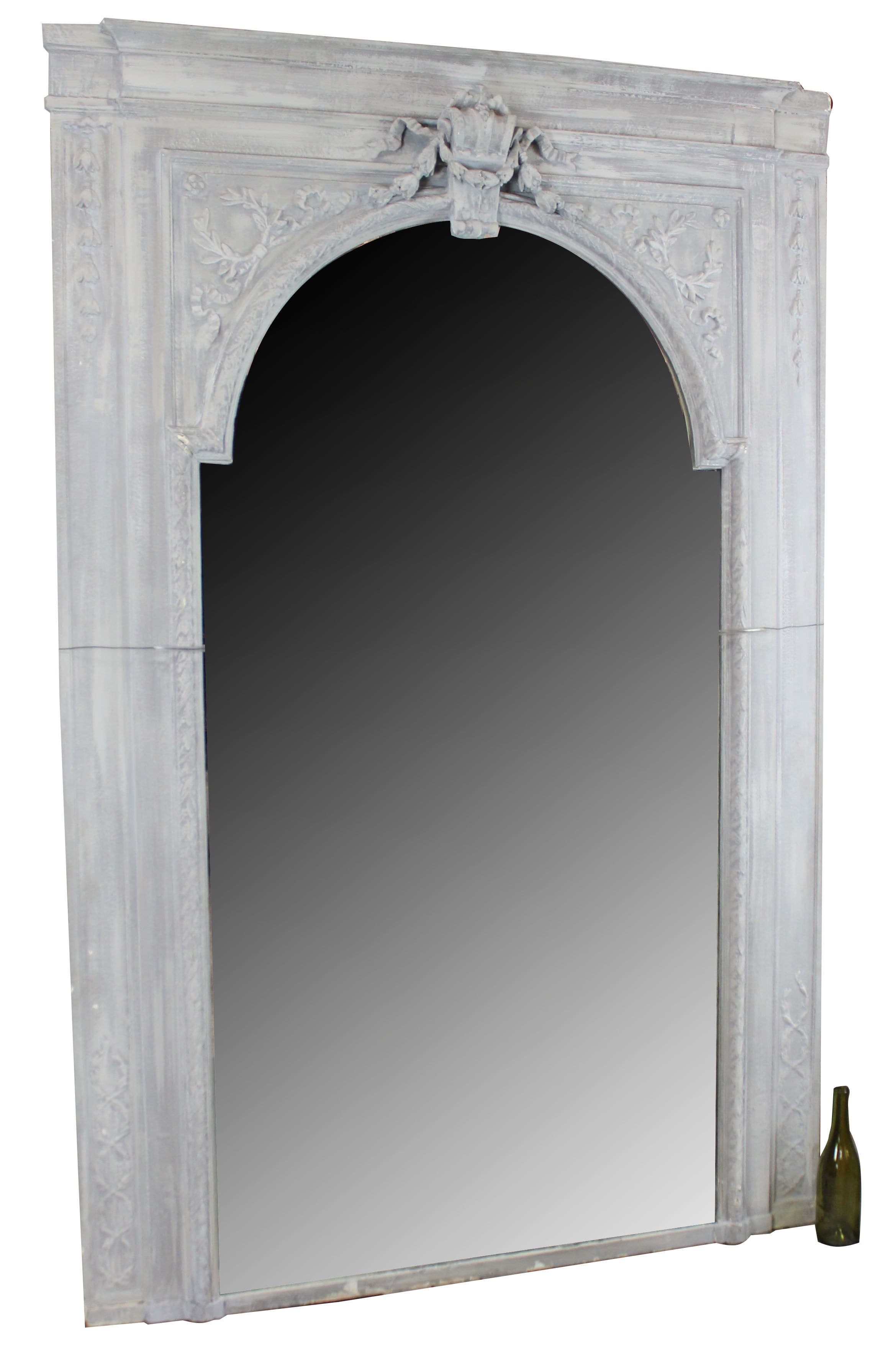 French Louis XVI painted trumeau mirror