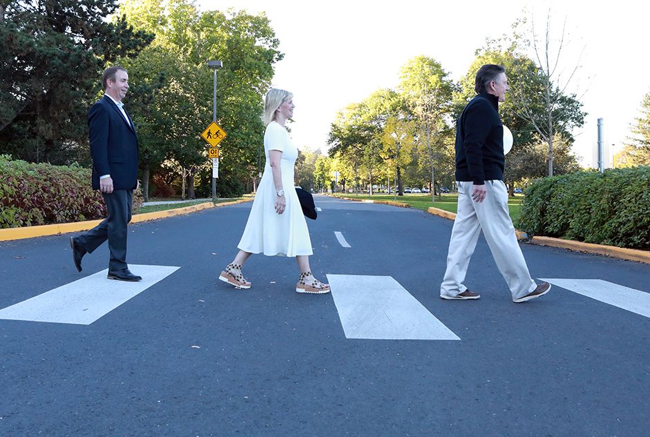 John Oswald With Bruce And Marianne Bottini Crossing The Road