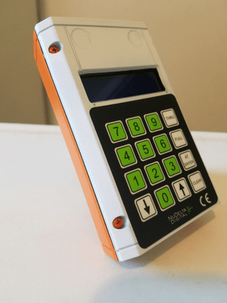 A custom painted DXT1 DMX Tester. For an additional fee, we can custom paint your DXT1 DMX Tester. Orange and white.
