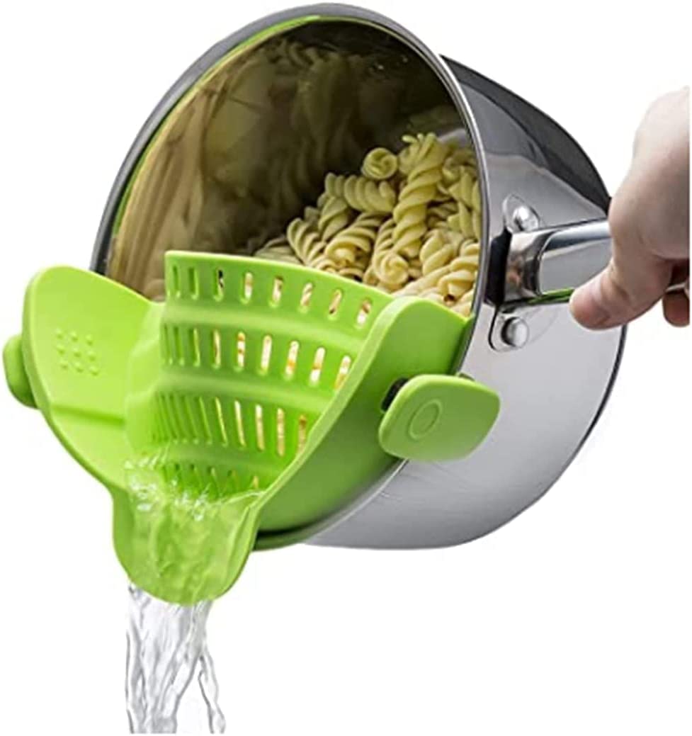 Kitchen Gizmo Snap N Strain Pot Strainer and Pasta Strainer - Adjustable Silicone Clip On Strainer for Pots, Pans, and Bowls - Kitchen Colander - Lime Green 