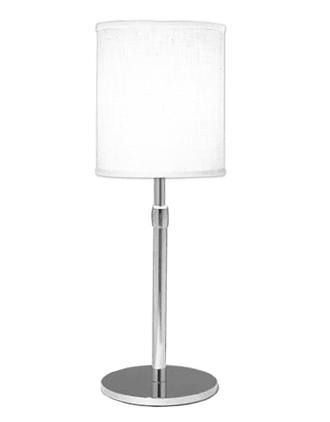 Adjustable Table Lamp polished nickel, linen shade manufactured by 
Nessen Lighting, 
design James Long