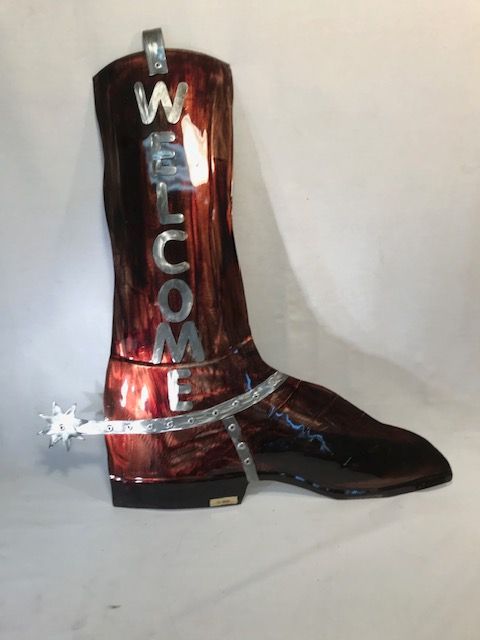 Welcome Metal Boot Decor $150