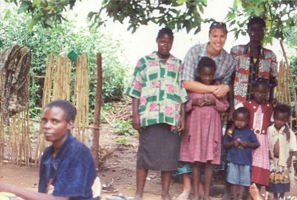 Elizabeth Bowers with Zambian Village Family