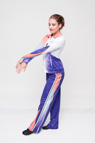 Custom Apparel made as a Performance Dance Costume or Hip-Hop Dance Gear. Youth to Adult sizing- in Coral,Peacok,White enhance this One-of-kind design