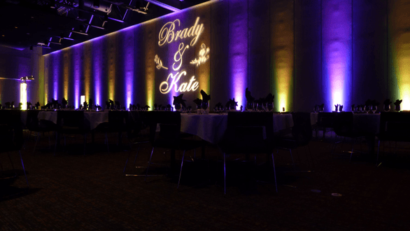 Wedding with purple and gold color theme at Black Bear Casino.