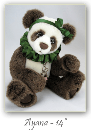 Ayana-hand crafted 14 inch plush synthetic panda artist bear