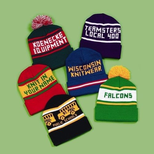 Custom winter knit hat that has a smooth jersey cuff.  Your name is knit and woven directly into the material with any choice of colors!