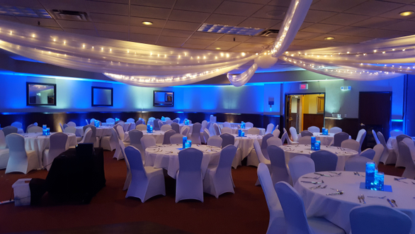 Blackwoods wedding with blue and white up lighting.