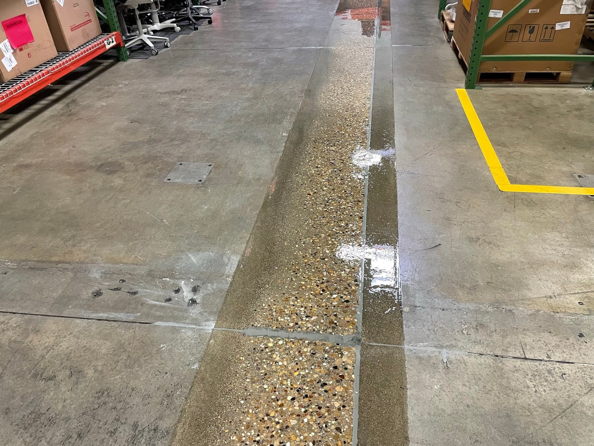 concrete slab grinding to correct uneven joints. 