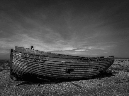 An abandoned boat in England.