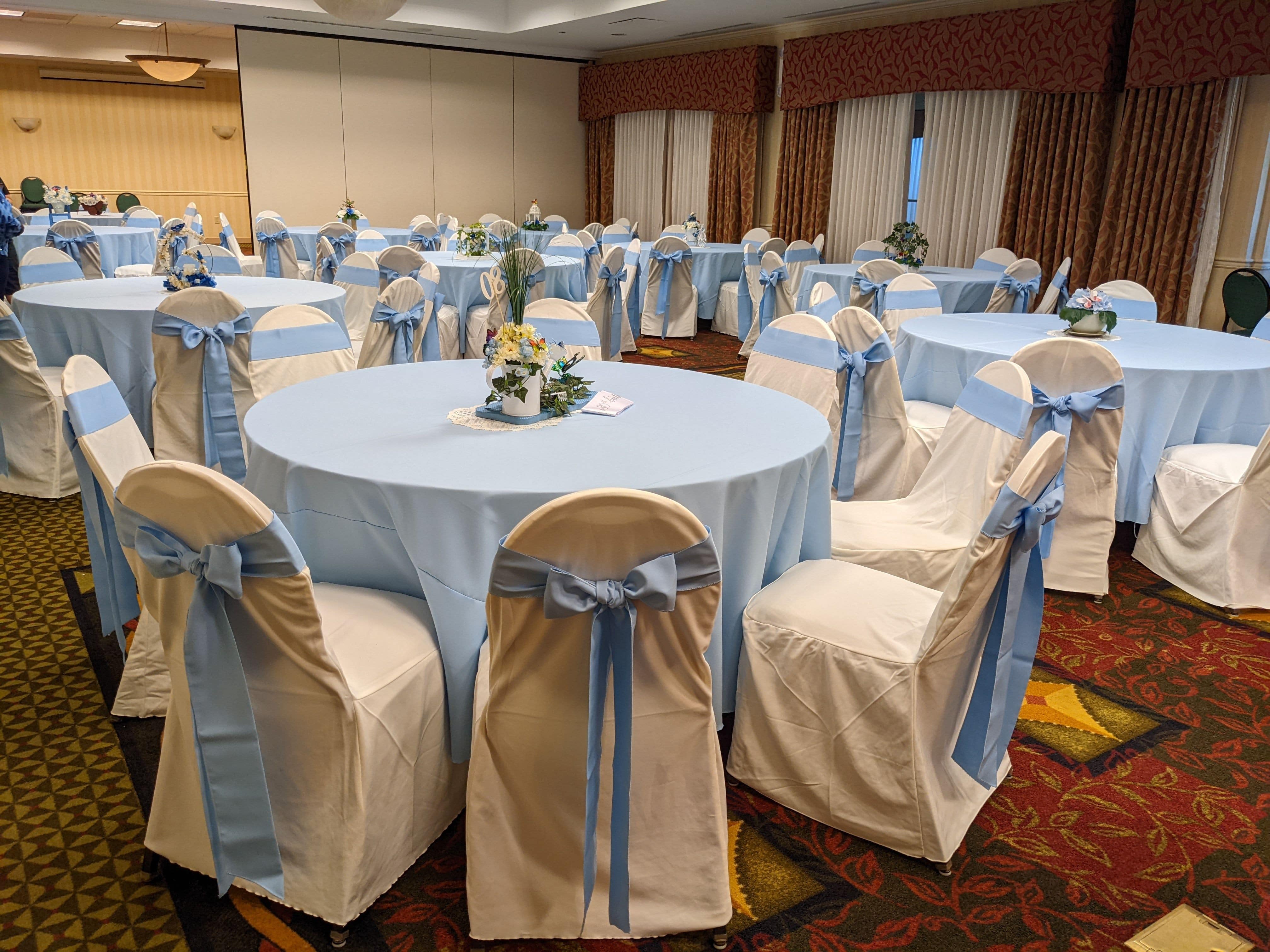 Tables with Blue Linens