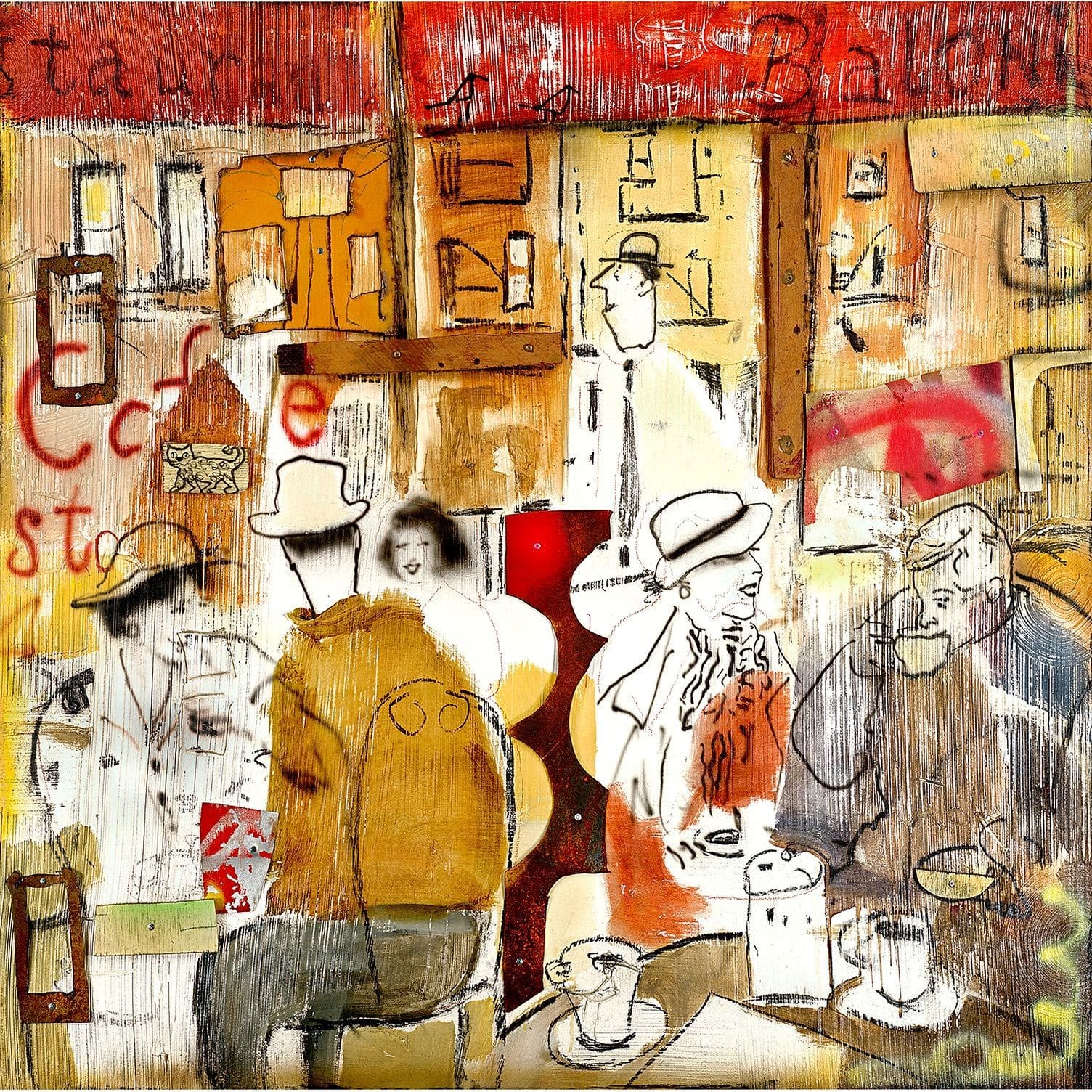 People Drinking In A Cafe Art