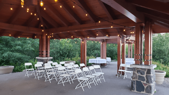 Wedding lighting with bistro at Enger Park provided by Duluth Event Lighting
