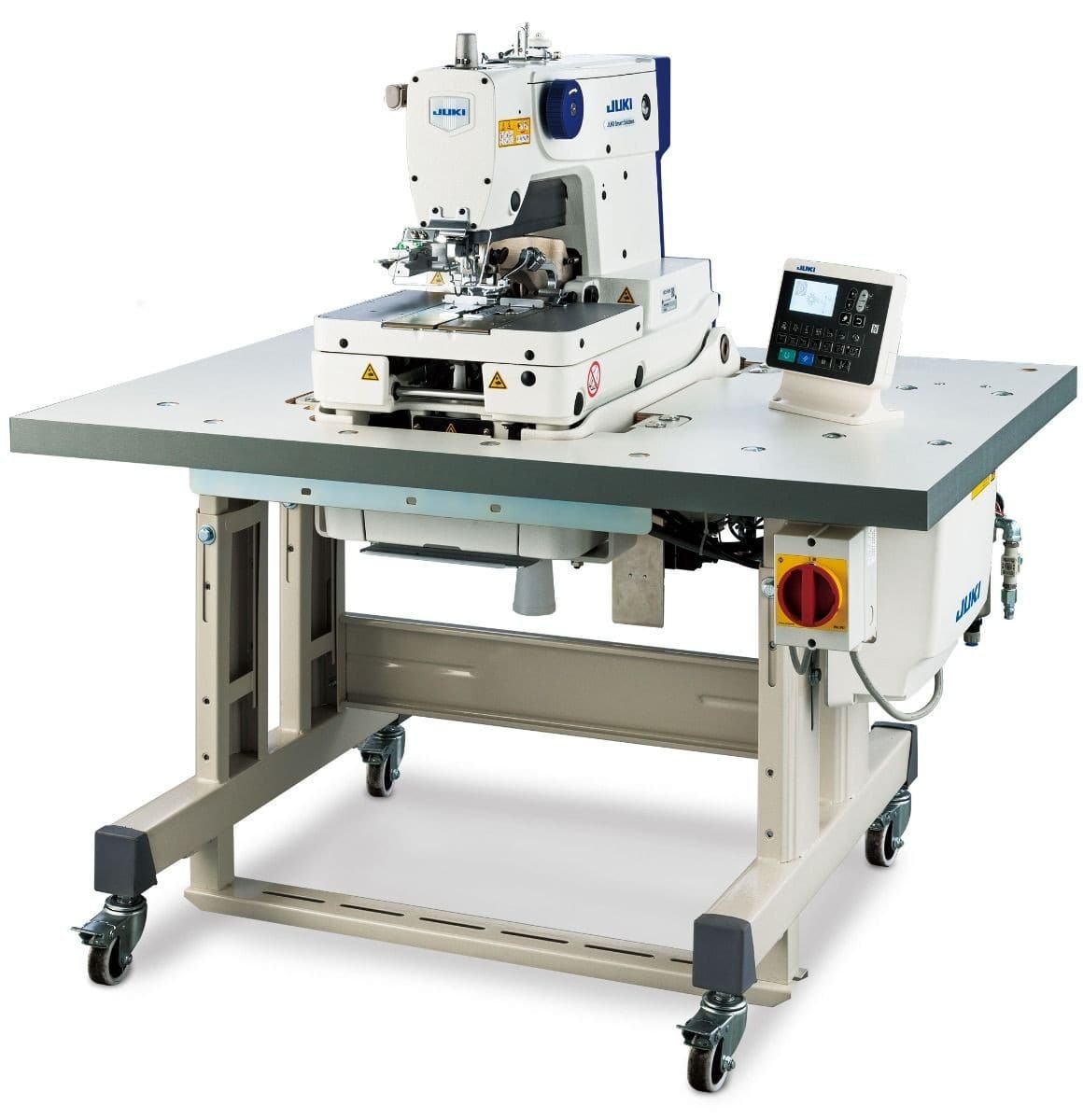 JUKI MEB-3900 Series
Computer-Controlled, Eyelet Buttonholing Sewing System (for jeans and cotton pants)