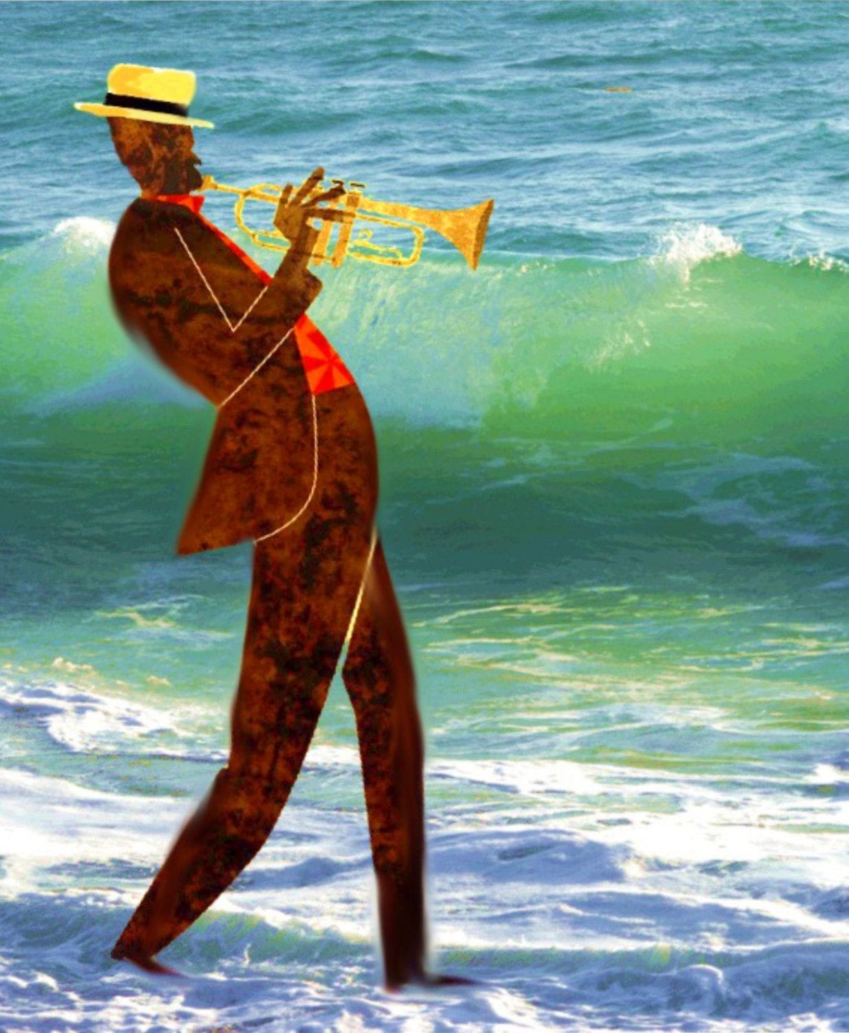 Man With Instrument In The Beach Art