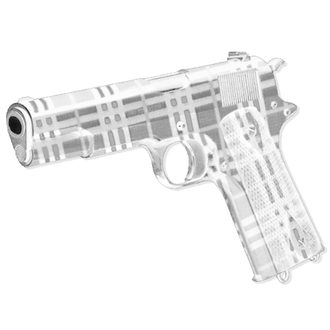 6 X 9 .45 caliber pistol, with Burberry pattern 
Photoshop concept/design 
© James Long