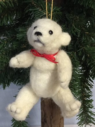 Needle felted Polar bear ornament.