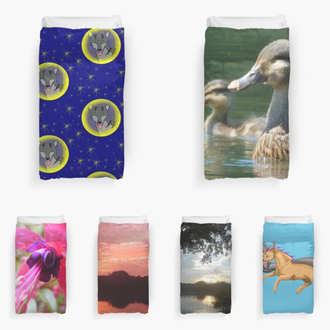 Duvet covers featuring art and photography by Jennifer Priester.