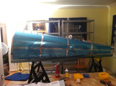 Building the RV12 Empennage in the living room 