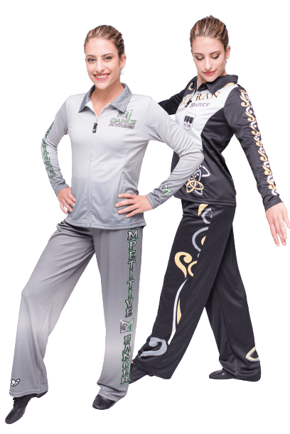 Ombre grey warm-up apparel along with Black, gold and white sublimation designs