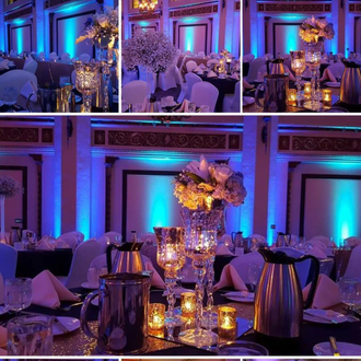 Wedding lighting in blue at the Moorish Room.
