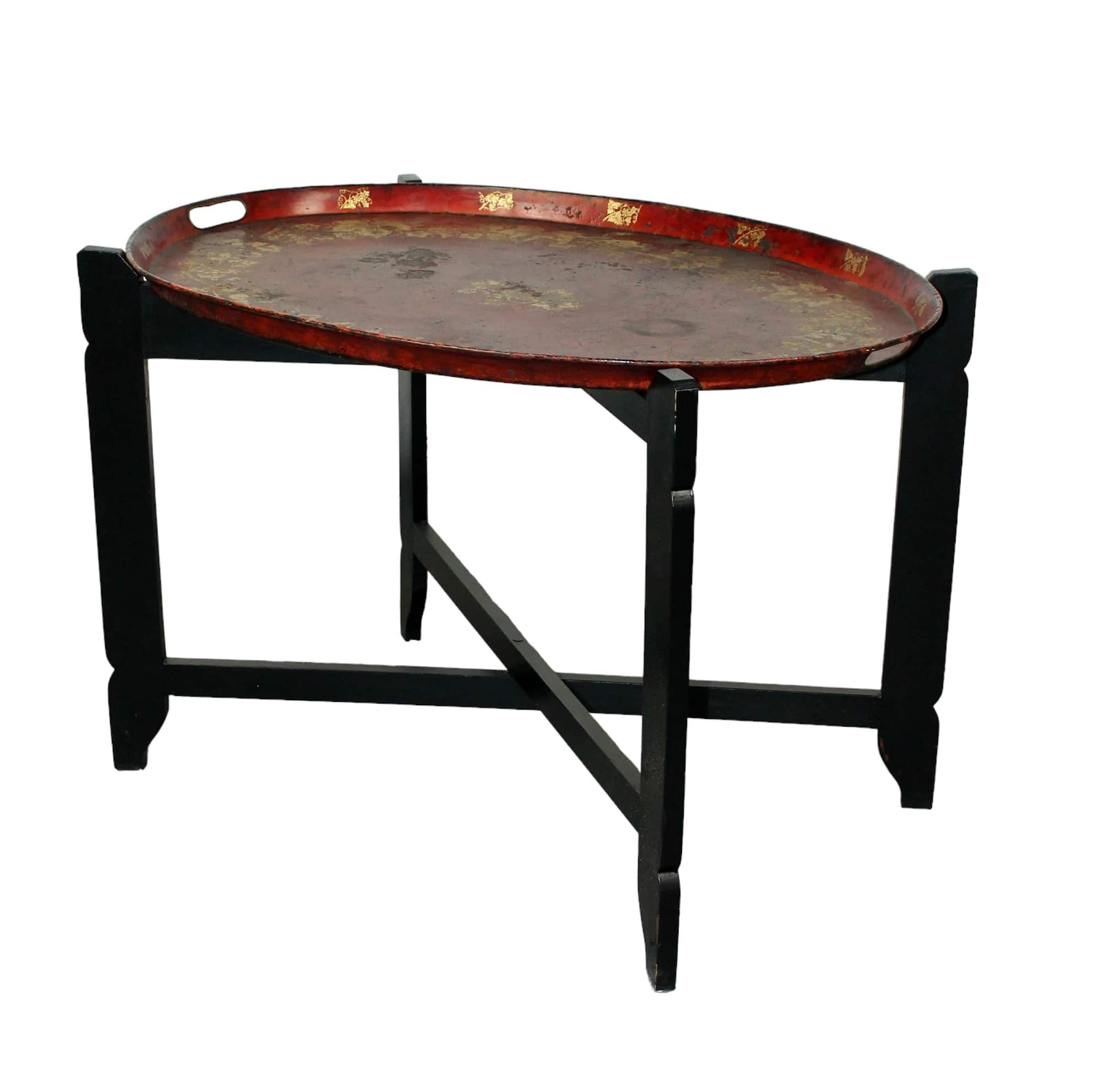 English tole tray mounted as a coffee table