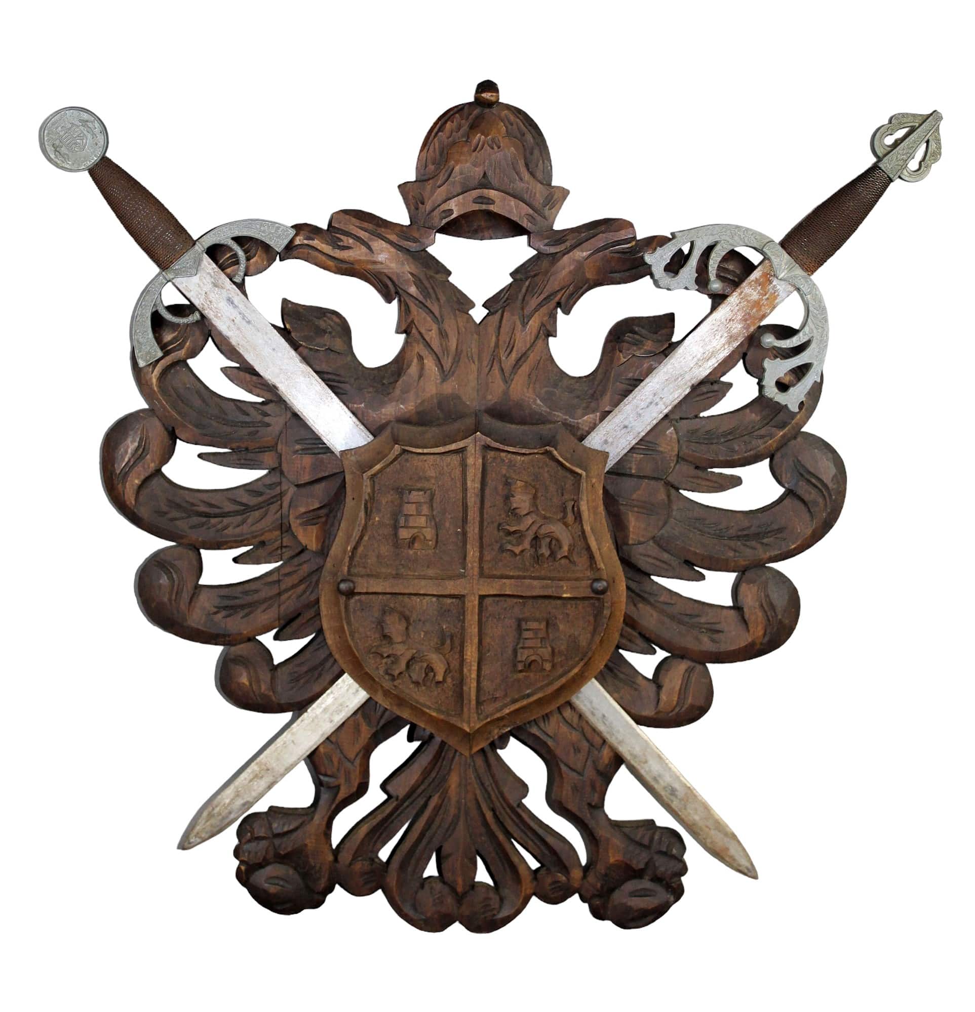 Spanish carved wooden coat of arms