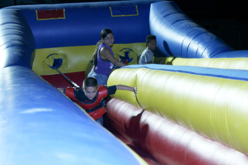 Children Playing On A Bouncy Castle