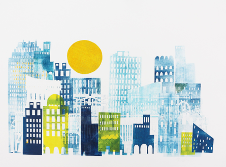 22" x 30" monoprint using stencils