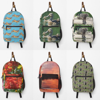 Backpacks featuring art and photography by Jennifer Priester.