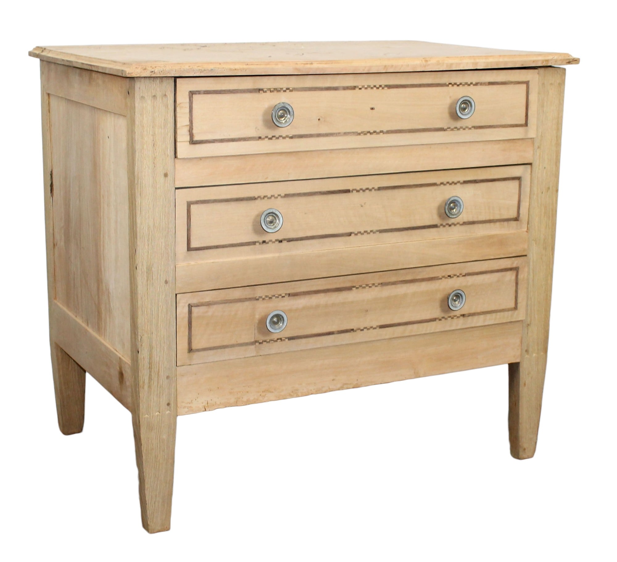 French Directoire 3 drawer commode in bleached walnut