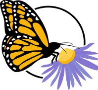 Logo of Monarch Joint Venture, a monarch butterfly on purple flower