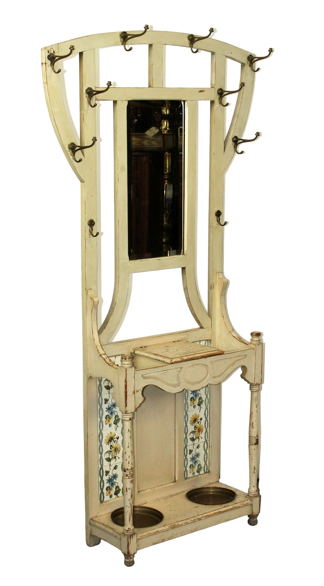 French Art Nouveau painted halltree
