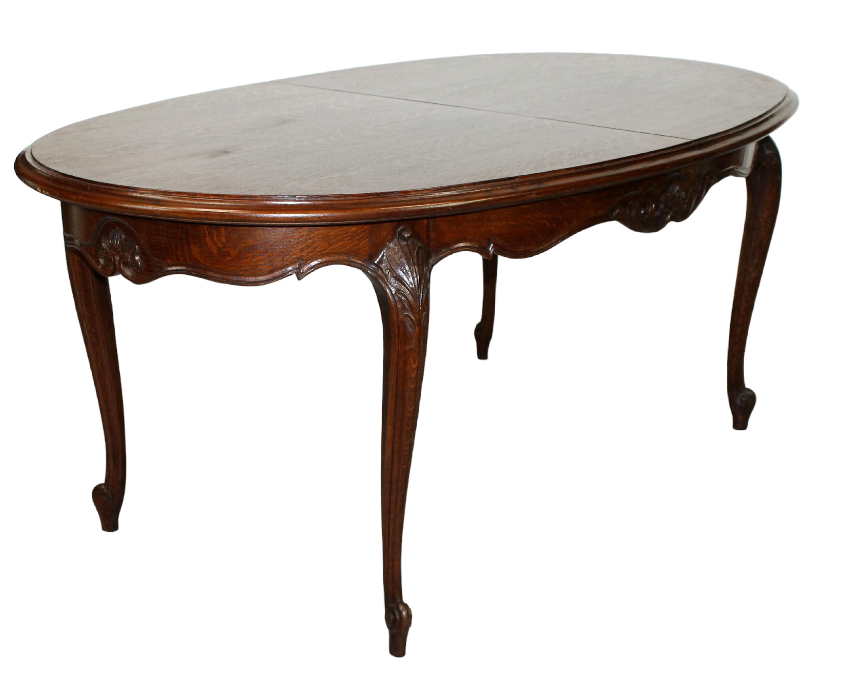 French Louis oval dining table with butterfly leaf