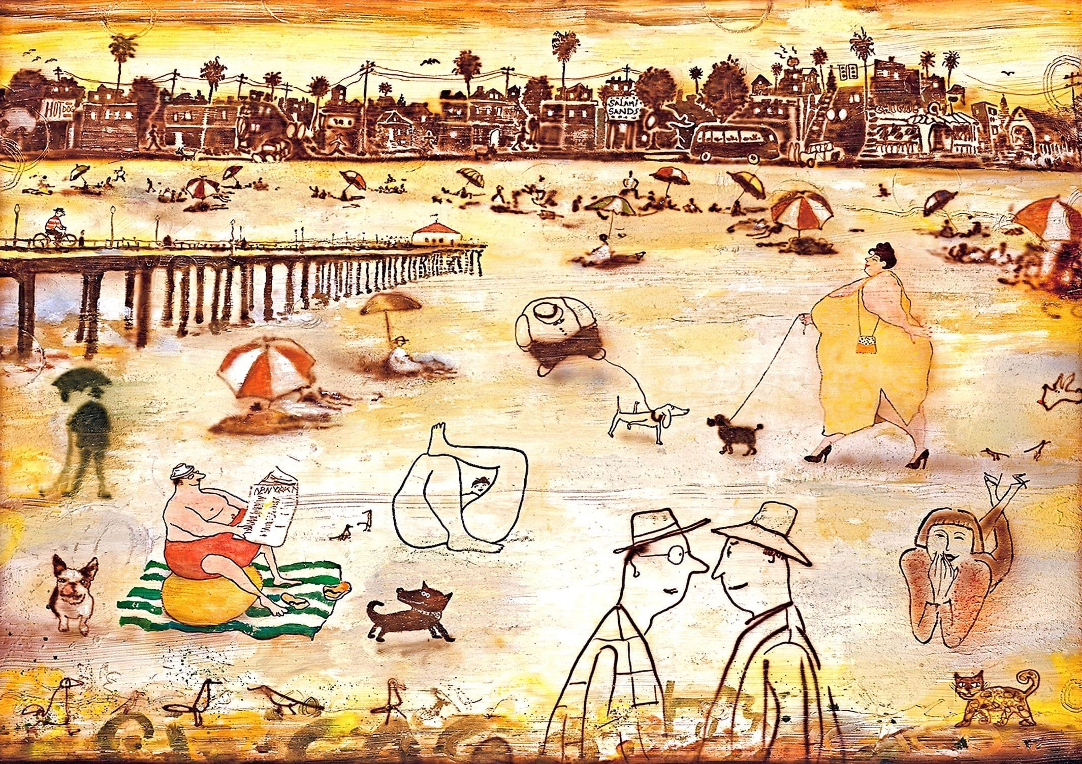 People In A Beach Setting Art