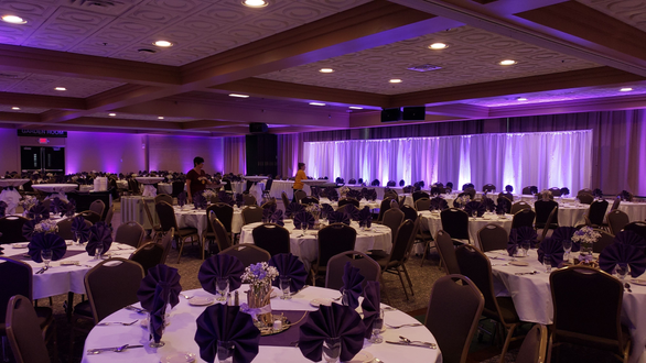 Kirby Ballroom, UMD
Wedding lighting in plum purple.