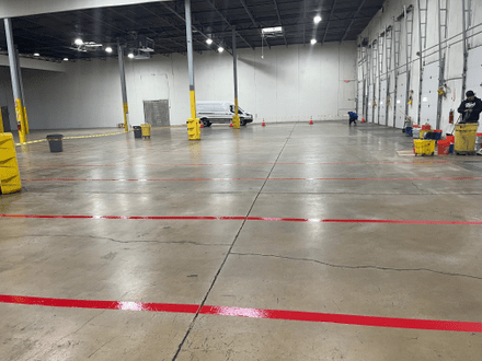 red lines on the warehouse floor
