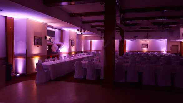 Elks Lodge, Superior.
Wedding lighting in peach and lavender.