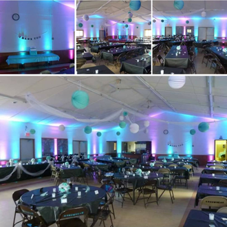 Arrowhead Town Hall with wedding lighting by Duluth Event Lighting.