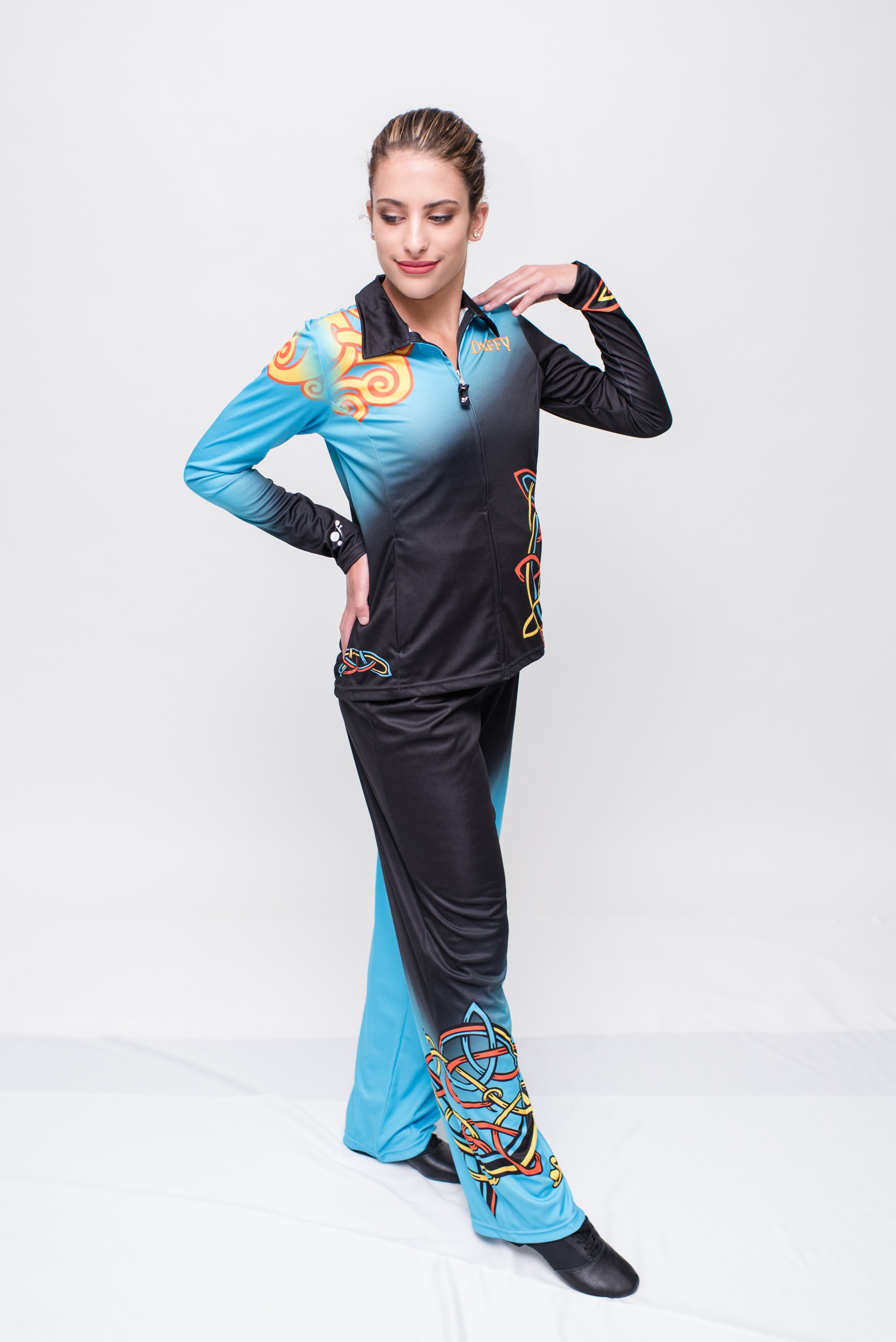 Beautiful color blending in this Irish  Dance Jacket  by Cheer Factor Fashion Designers