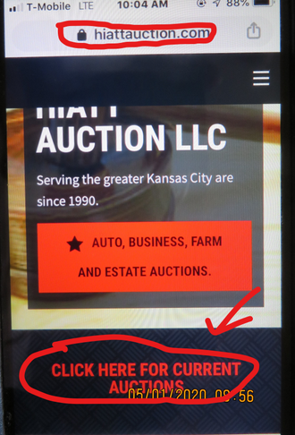 Thislink is on every page of our website. Clicking on it will take youto the online auctionsite:
www.hiattauction.hibid.com