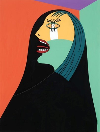 Weeping Woman 1-Gouache on Paper