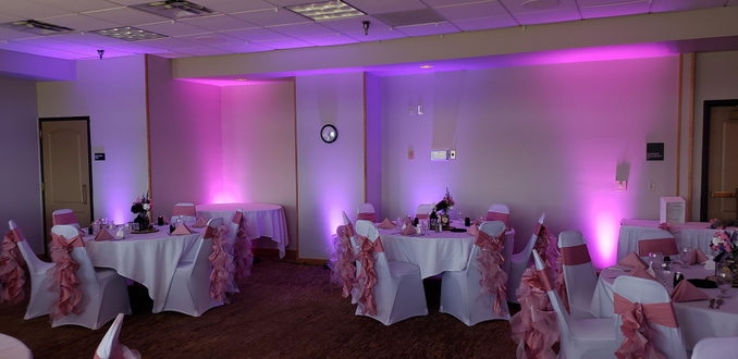Grand Ely Lodge wedding.
Up lighting in lavender and magenta.