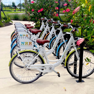 On Bike Share system with colorful branding